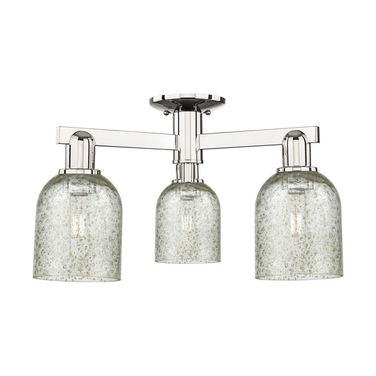 Innovations Caledonia 23in 3-Light Semi-Flush Mount | Industrial Modern Polished Nickel and Mica Glass | Entryway & Hallway | 22.5 | Model 716-3F-PN-G259