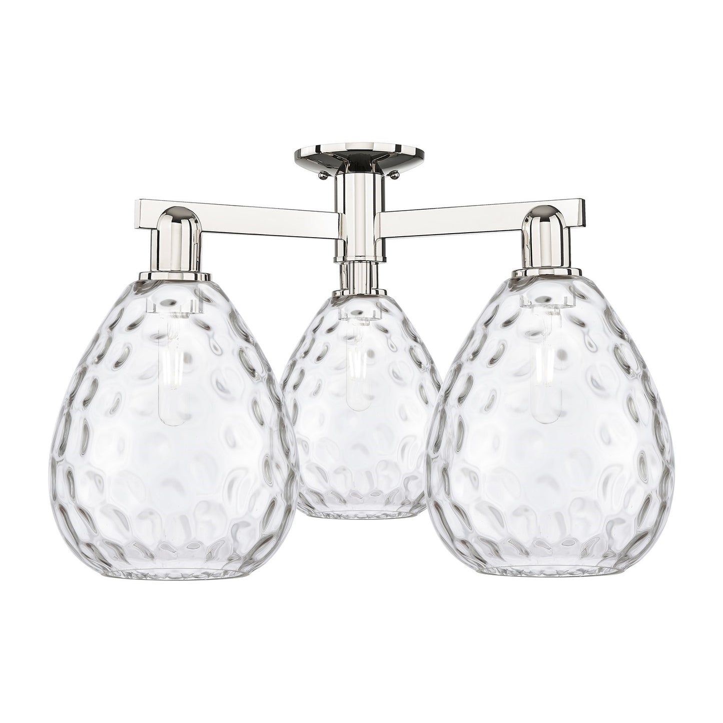Innovations Waverly 26in 3-Light Semi-Flush Mount | Industrial Polished Nickel Steel and Clear Glass | Entryway & Hallway | 25.5 x | Model 716-3F-PN-G372