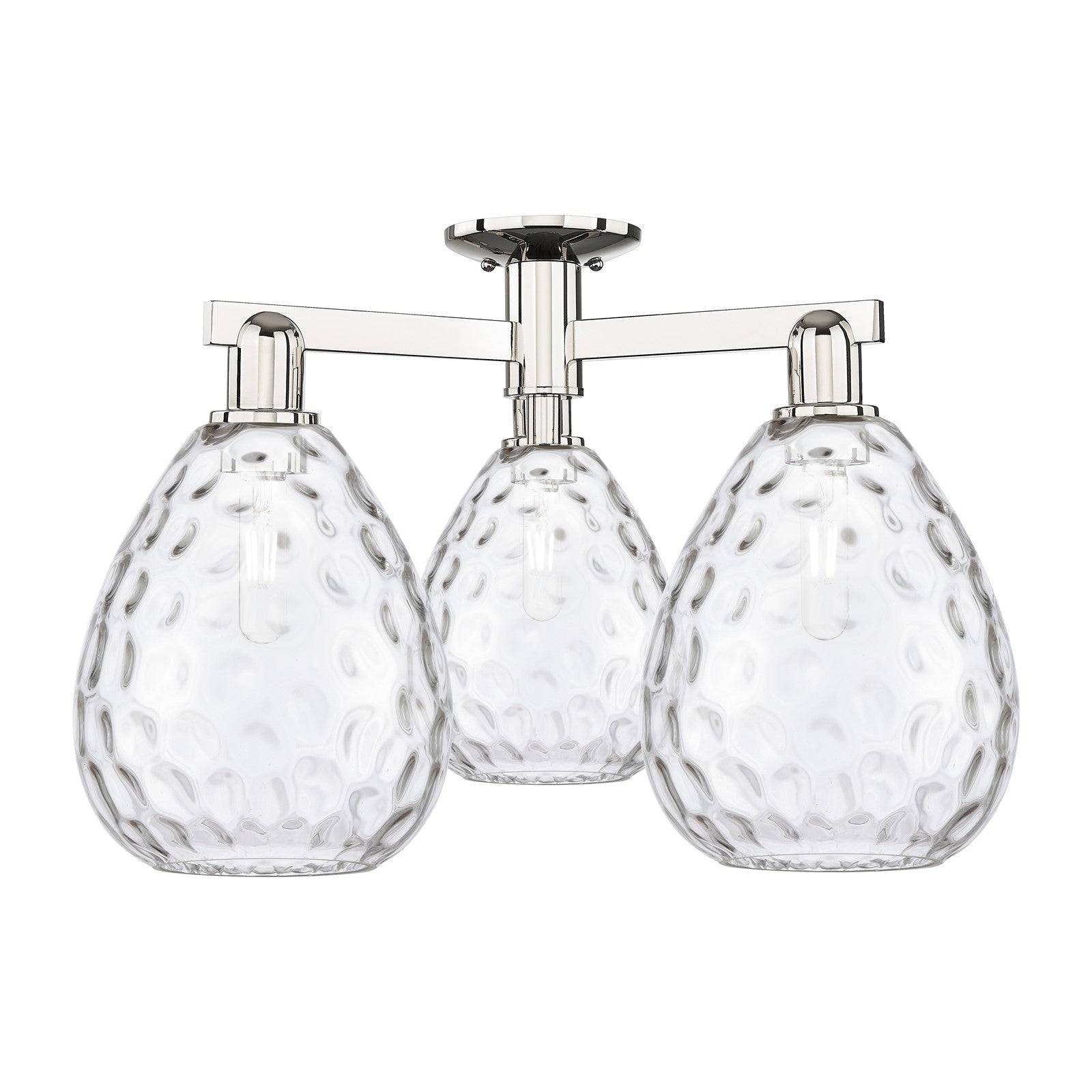 Innovations Waverly 26in 3-Light Semi-Flush Mount | Industrial Polished Nickel Steel and Clear Glass | Entryway & Hallway | 25.5 x | Model 716-3F-PN-G372