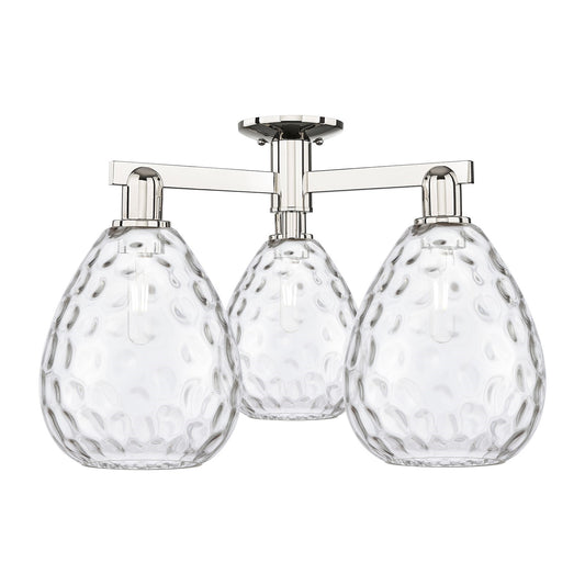 Innovations Waverly 26in 3-Light Semi-Flush Mount | Industrial Polished Nickel Steel and Clear Glass | Entryway & Hallway | 25.5 x | Model 716-3F-PN-G372