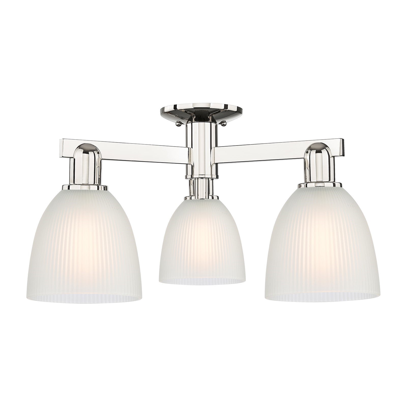 Innovations Castile 24in 3-Light Semi-Flush Mount | Industrial Polished Nickel Steel and White Glass | Damp-Rated Entryway & | Model 716-3F-PN-G381