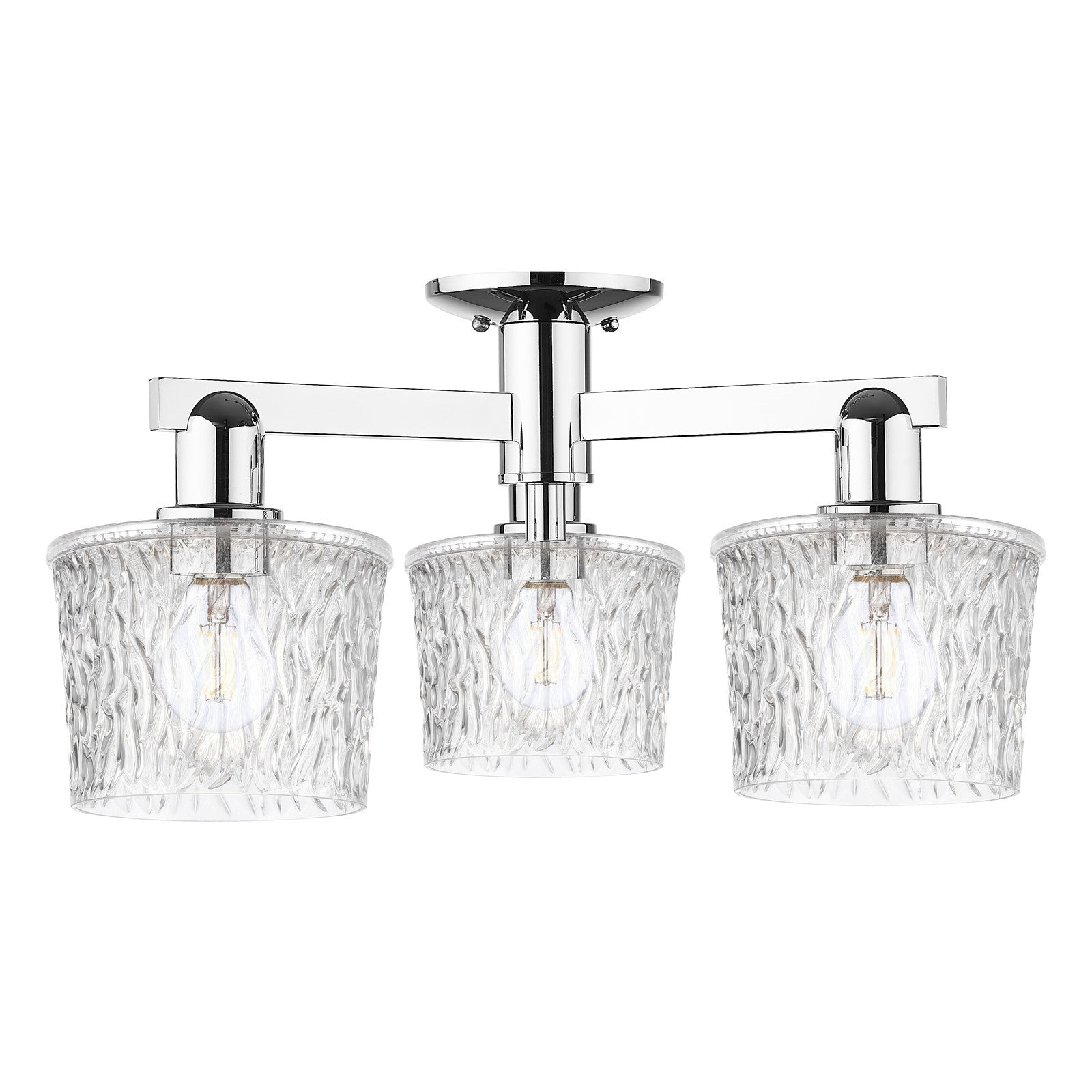 Innovations Niagara 24in 3-Light Semi-Flush Mount | Industrial Modern Polished Nickel and Clear Glass | Entryway & Hallway | 24 x | Model 716-3F-PN-G402