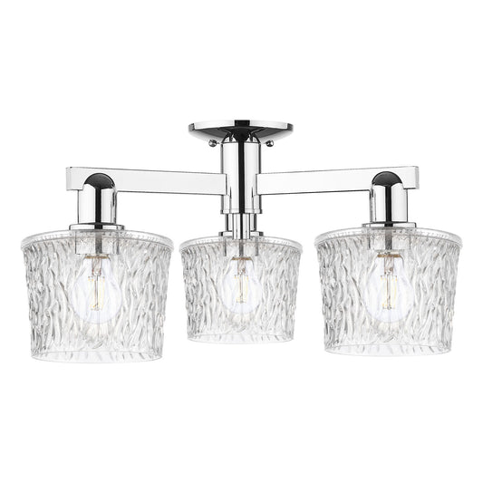 Innovations Niagara 24in 3-Light Semi-Flush Mount | Industrial Modern Polished Nickel and Clear Glass | Entryway & Hallway | 24 x | Model 716-3F-PN-G402