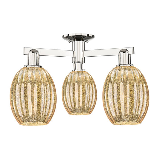 Innovations Preston 3Lt 24" Bulb Semi-Flush, PN/Mercury - 716-3F-PN-G459-6ME