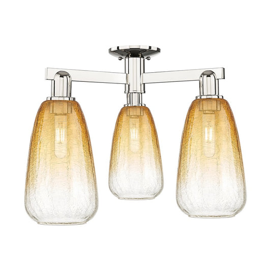 Innovations Brookhaven Almond 3Lt 24" Semi-Flush, PN/Amber - 716-3F-PN-G480-6AM