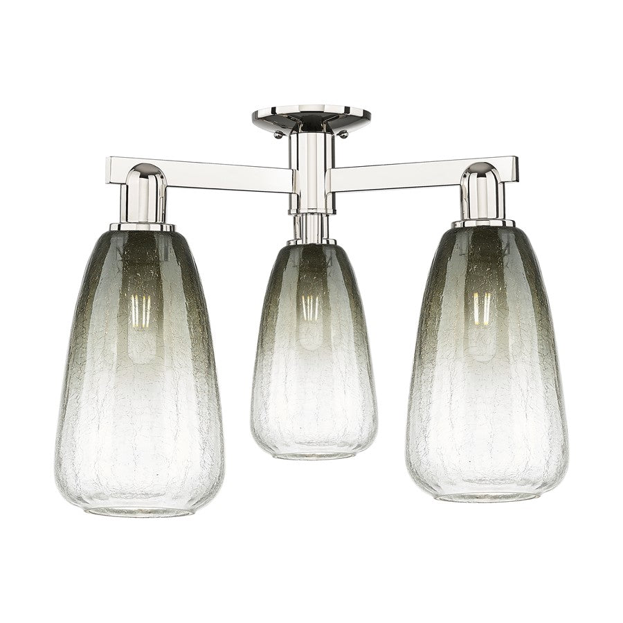 Innovations Brookhaven Almond 3Lt 24" Semi-Flush, PN/Slate - 716-3F-PN-G480-6SL