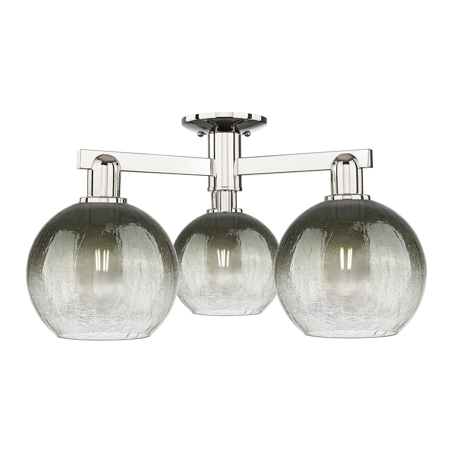 Innovations Brookhaven Globe 25in 3-Light Semi-Flush Mount | Industrial Polished Nickel and Slate Glass | Living Room & Dining | Model 716-3F-PN-G483-8SL