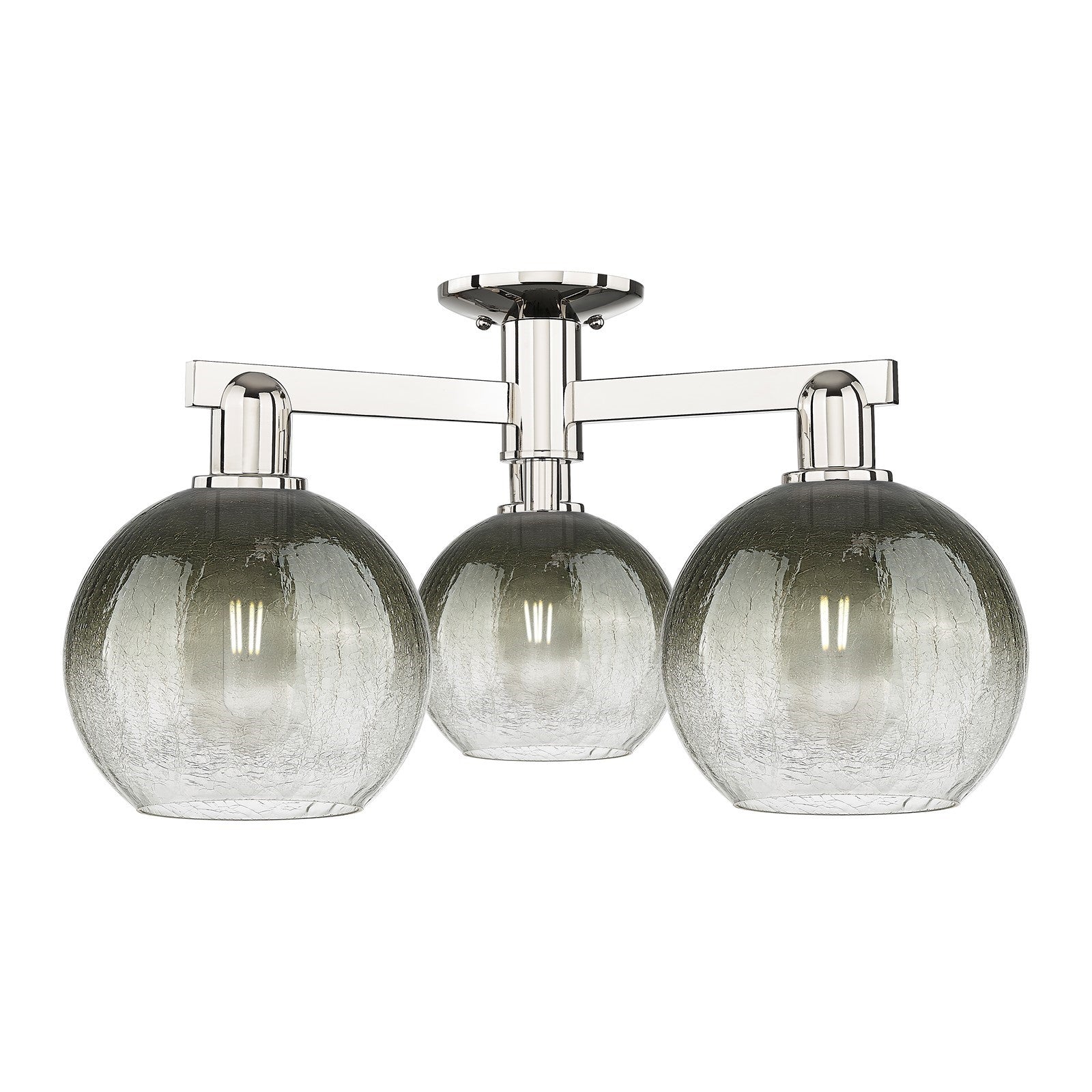 Innovations Brookhaven Globe 25in 3-Light Semi-Flush Mount | Industrial Polished Nickel and Slate Glass | Living Room & Dining | Model 716-3F-PN-G483-8SL