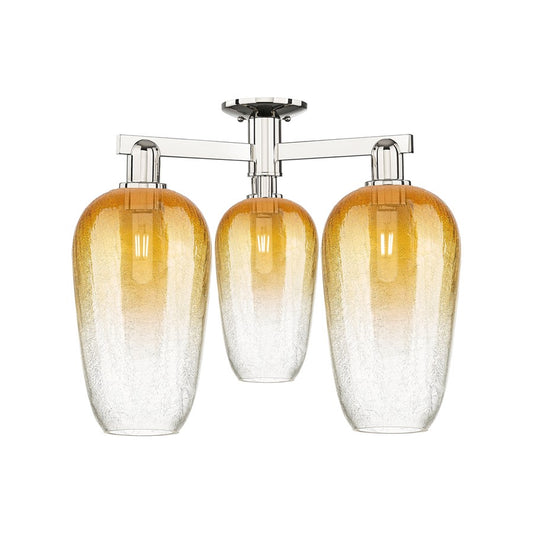 Innovations Brookhaven Flute 3Lt 25" Semi-Flush, PN/Amber - 716-3F-PN-G484-7AM