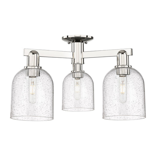 Innovations Bella 23in 3-Light Semi-Flush Mount | Industrial Polished Nickel Steel and Seedy Glass | Entryway & Hallway | 23 x | Model 716-3F-PN-G558-6SDY