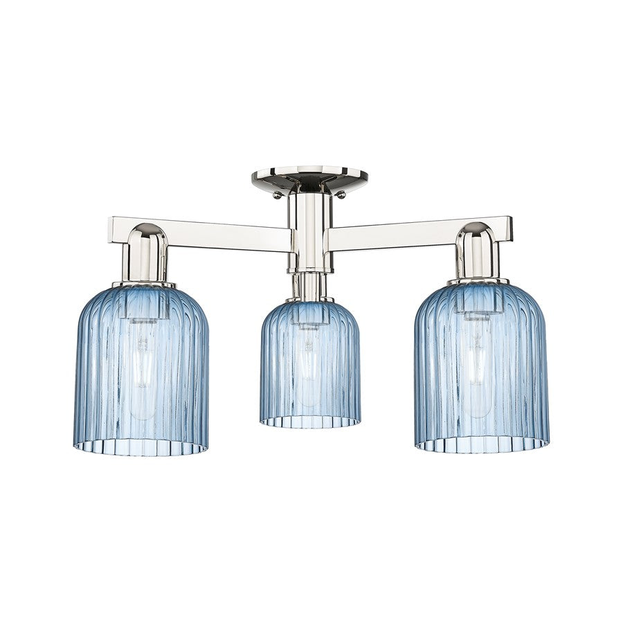Innovations Bridal Veil 3Lt 23" Semi-Flush, PN/Blue - 716-3F-PN-G559-5BL