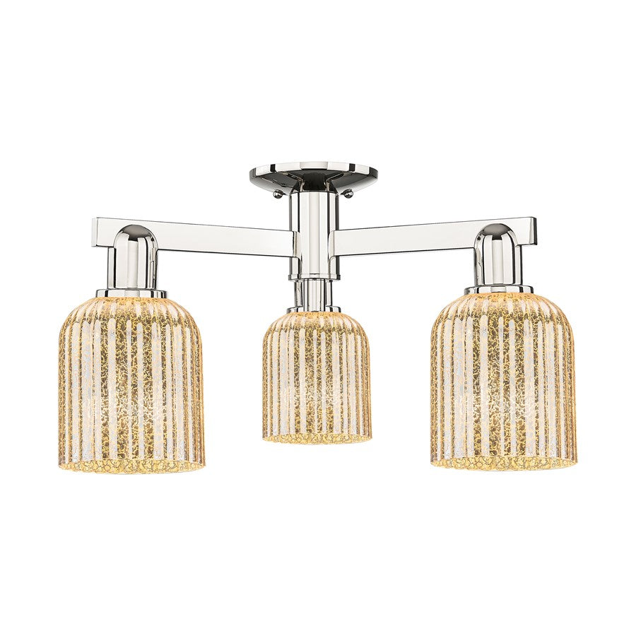 Innovations Bridal Veil 3Lt 23" Semi-Flush, PN/Mercury - 716-3F-PN-G559-5ME