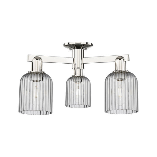 Innovations Bridal Veil 3Lt 23" Semi-Flush, PN/Smoke - 716-3F-PN-G559-5SM