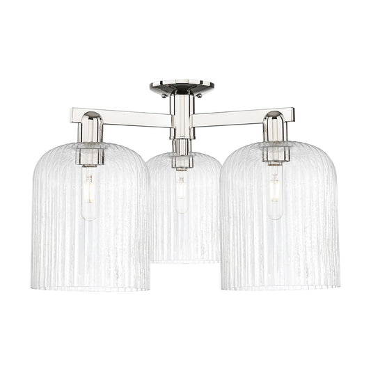 Innovations Bridal Veil 26in 3-Light Semi-Flush Mount | Industrial Polished Nickel and Seedy Bell Glass | Entryway & Hallway | Model 716-3F-PN-G559-8SDY