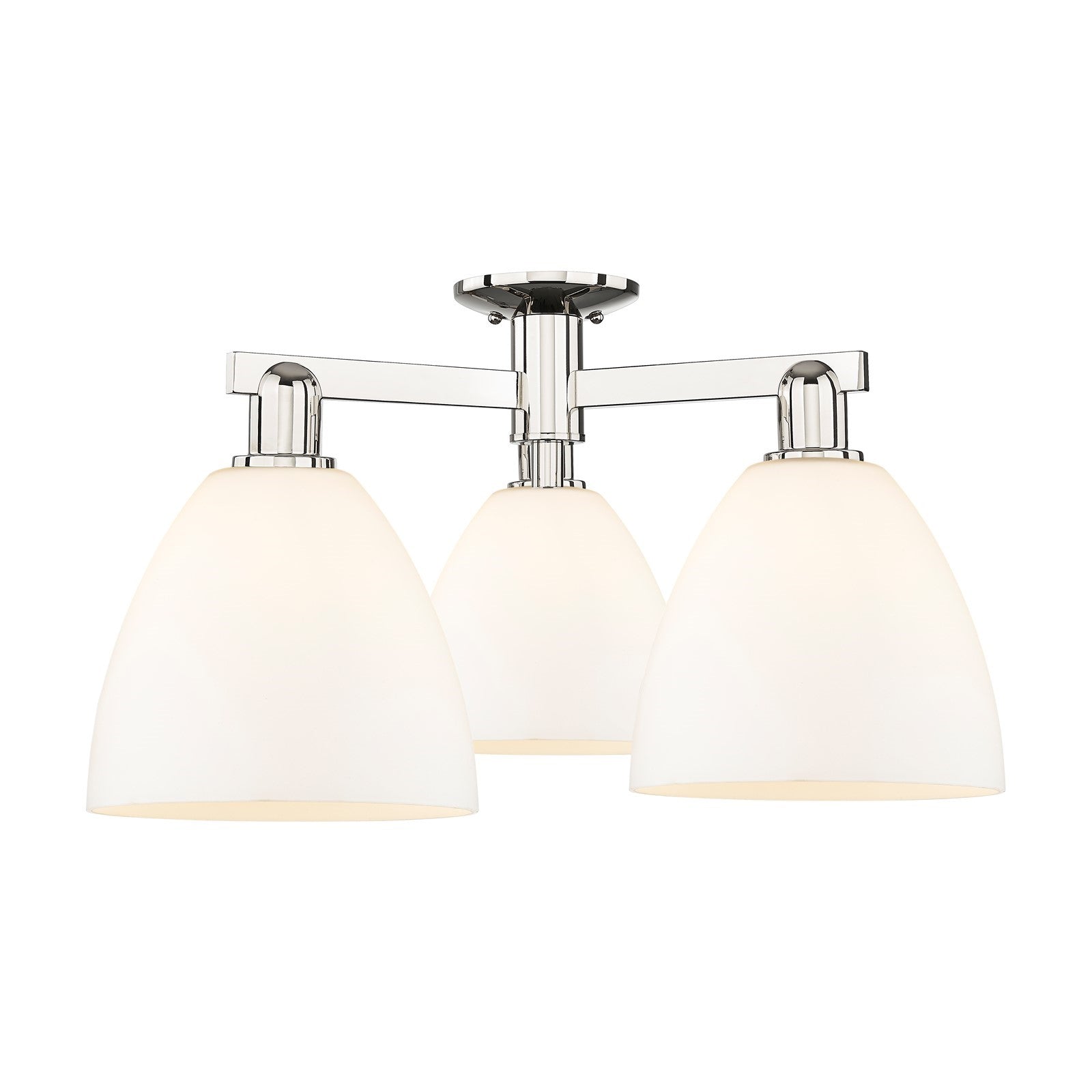 Innovations Bristol 27in 3-Light Semi-Flush Mount | Industrial Polished Nickel and Matte White Glass | Living Room & Dining Room | Model 716-3F-PN-GBD-91