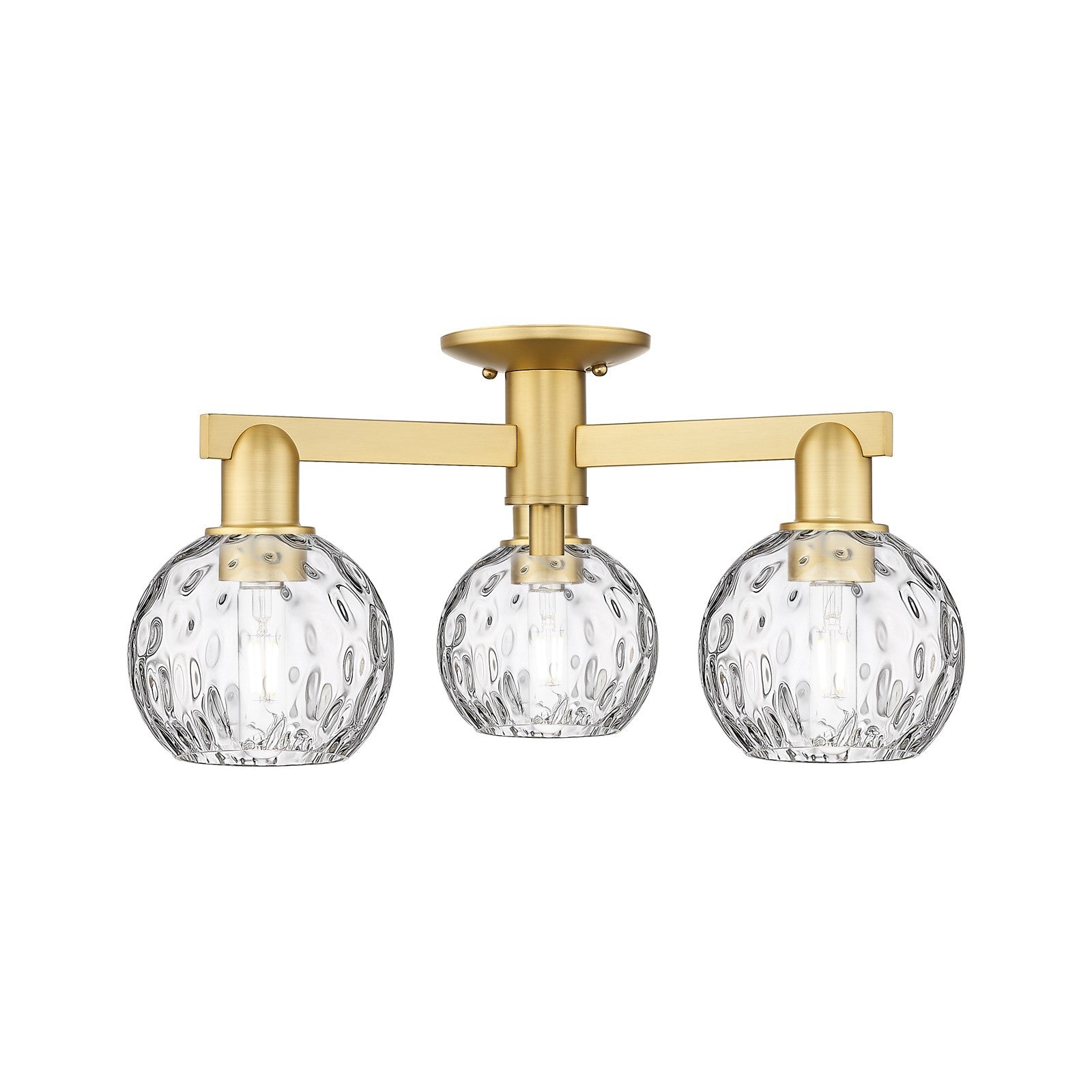 Innovations Athens Water Glass 24in 3-Light Semi-Flush Mount | Industrial Satin Gold Steel and Clear Glass | Entryway & Hallway | Model 716-3F-SG-G1215-6