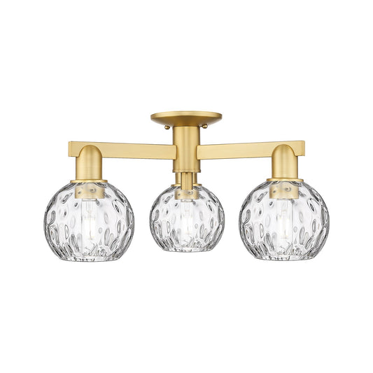 Innovations Athens Water Glass 24in 3-Light Semi-Flush Mount | Industrial Satin Gold Steel and Clear Glass | Entryway & Hallway | Model 716-3F-SG-G1215-6