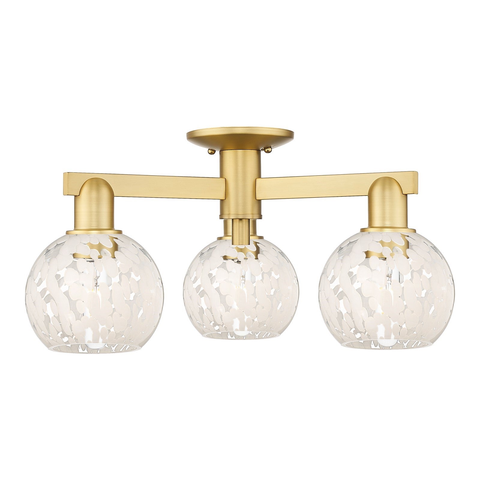Innovations Lighting Arcadia 24in 3-Light Semi-Flush Mount | Industrial Satin Gold Steel and White Mouchette Glass | Kitchen & | Model 716-3F-SG-G1216-6WM