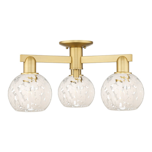 Innovations Lighting Arcadia 24in 3-Light Semi-Flush Mount | Industrial Satin Gold Steel and White Mouchette Glass | Kitchen & | Model 716-3F-SG-G1216-6WM