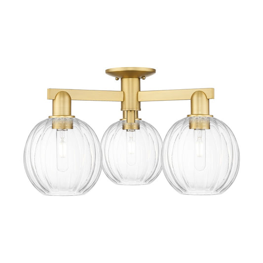 Innovations Preston 3Lt 25" Globe Semi-Flush, Gold/Clear - 716-3F-SG-G458-7CL