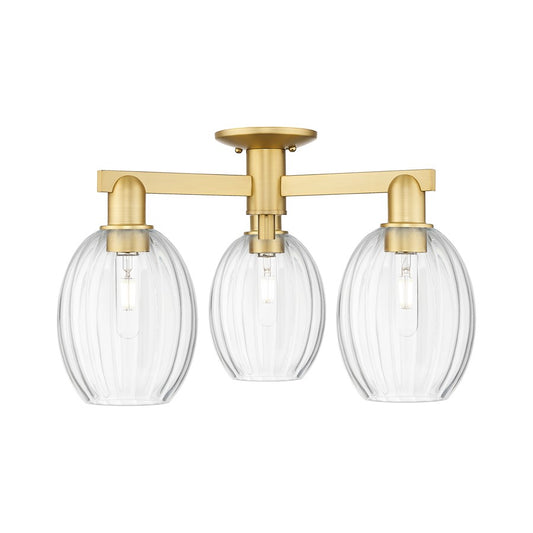 Innovations Preston 3Lt 24" Bulb Semi-Flush, Gold/Clear - 716-3F-SG-G459-6CL