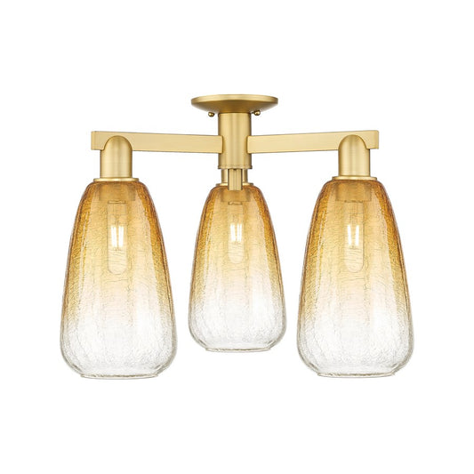 Innovations Brookhaven Almond 3Lt 24" Semi-Flush, GD/AM - 716-3F-SG-G480-6AM