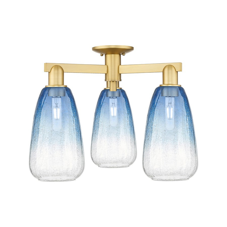 Innovations Brookhaven Almond 3Lt 24" Semi-Flush, Gold/SB - 716-3F-SG-G480-6SB