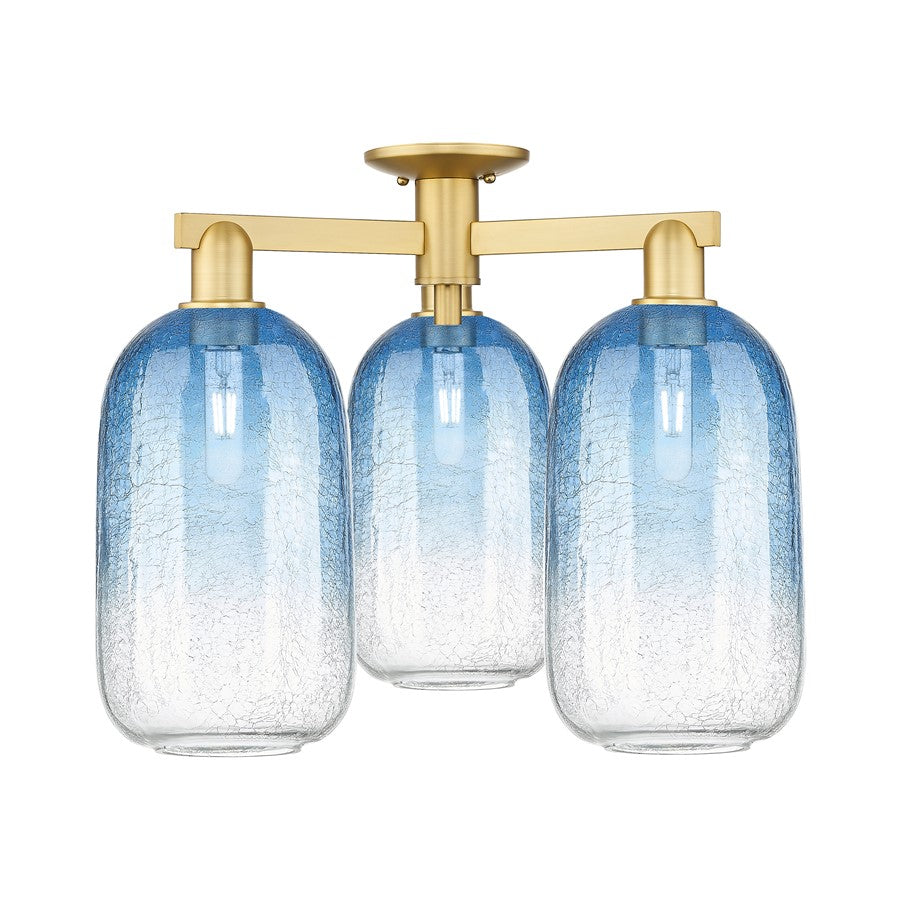 Innovations Brookhaven Cloche 3Lt 25" Semi-Flush, Gold/SB - 716-3F-SG-G482-7SB