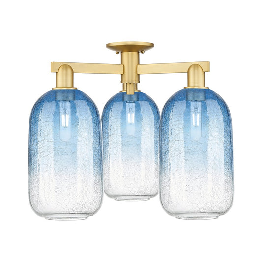 Innovations Brookhaven Cloche 3Lt 25" Semi-Flush, Gold/SB - 716-3F-SG-G482-7SB