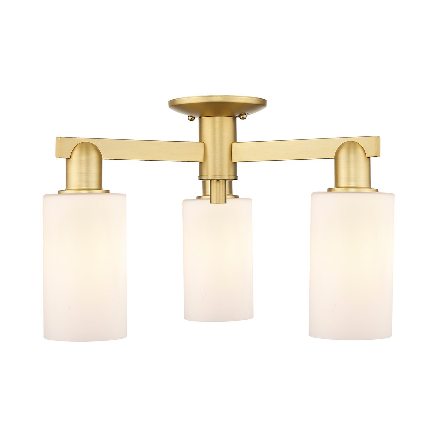 Innovations Clymer 21in 3-Light Semi-Flush Mount | Industrial Satin Gold Steel and Matte White Glass | Entryway & Hallway | 21.38 x | Model 716-3F-SG-G801