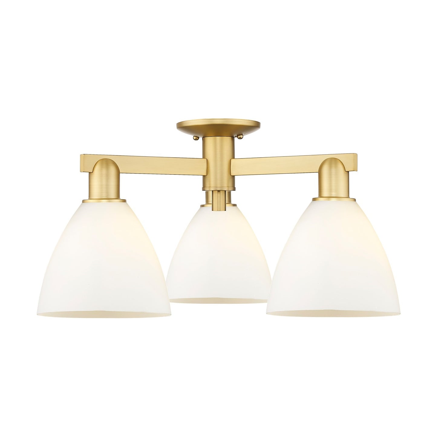 Innovations Bristol 25in 3-Light Semi-Flush Mount | Industrial Satin Gold Steel and Matte White Glass | Damp-Rated Entryway & | Model 716-3F-SG-GBD-751