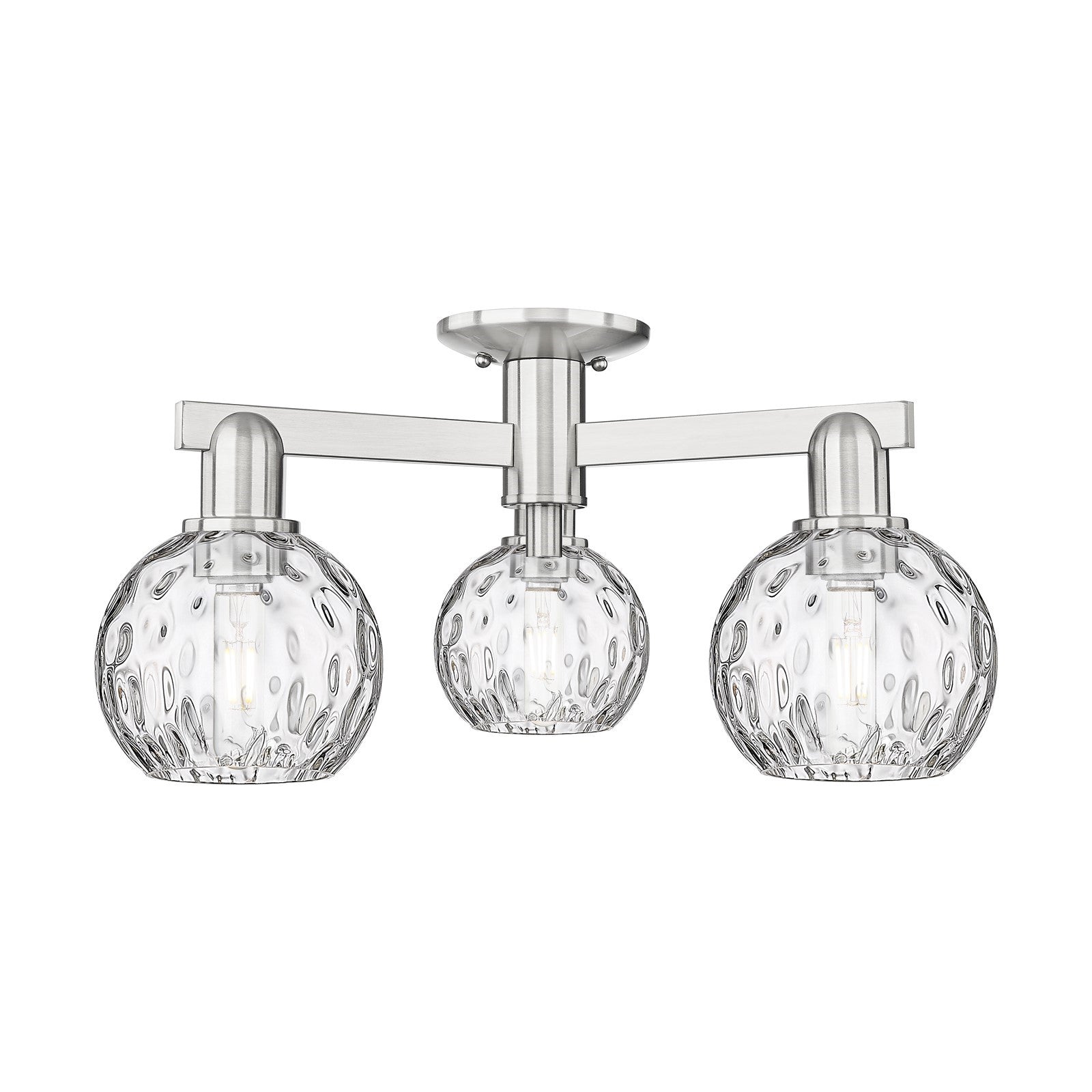 Innovations Athens Water Glass 24in 3-Light Semi-Flush Mount | Industrial Brushed Satin Nickel and Clear Glass | Damp-Rated | Model 716-3F-SN-G1215-6
