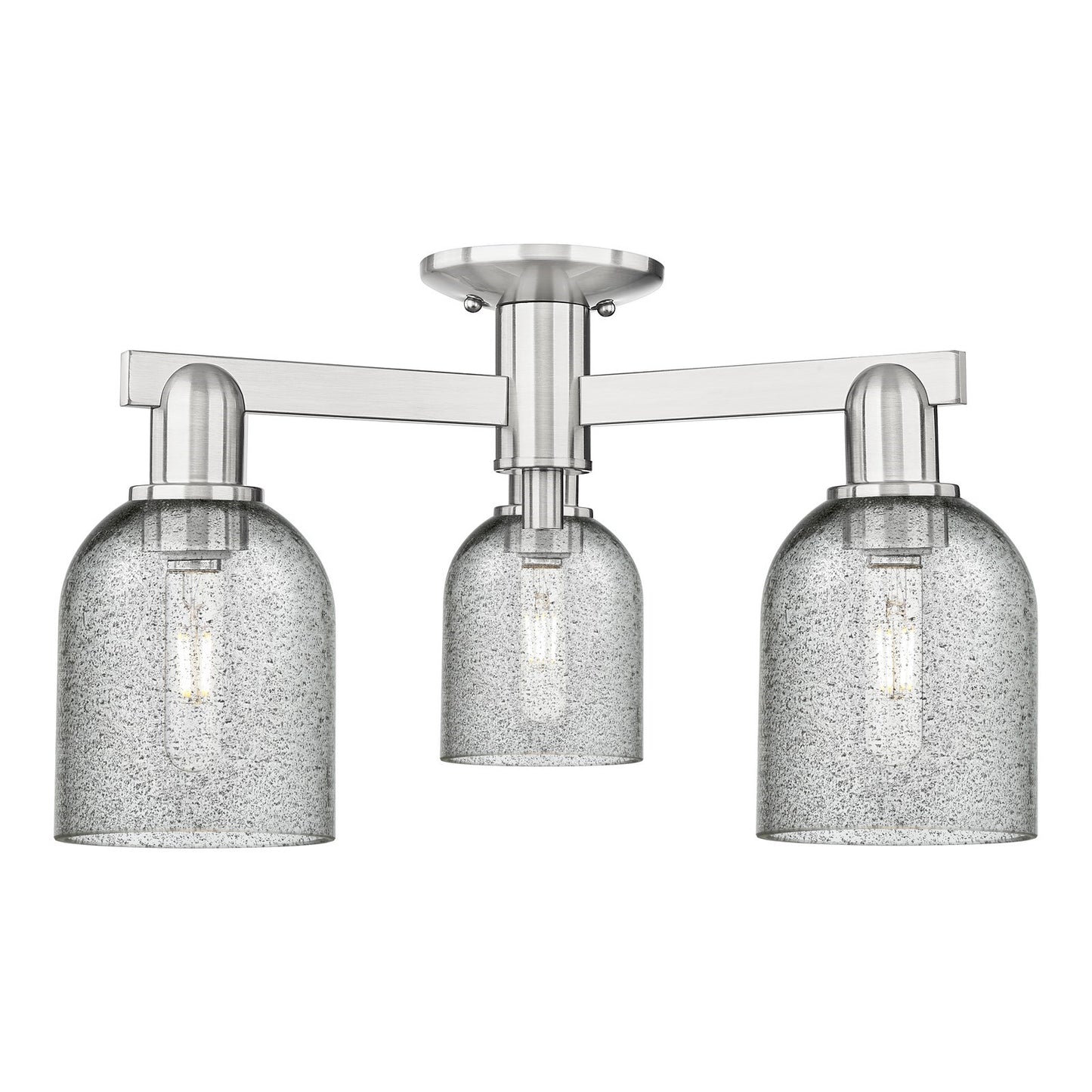 Innovations Caledonia 23in 3-Light Semi-Flush Mount | Industrial Brushed Satin Nickel and Charcoal Glass | Kitchen & Hallway | 22.5 | Model 716-3F-SN-G257