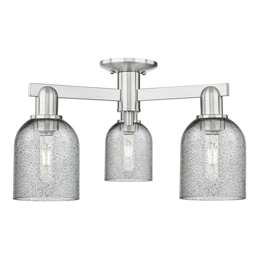 Innovations Caledonia 23in 3-Light Semi-Flush Mount | Industrial Brushed Satin Nickel and Charcoal Glass | Kitchen & Hallway | 22.5 | Model 716-3F-SN-G257