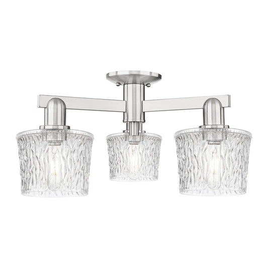 Innovations Niagara 24in 3-Light Semi-Flush | Industrial Brushed Satin Nickel and Clear Glass | Kitchen & Hallway | 24 x 24 x 10.38 | Model 716-3F-SN-G402