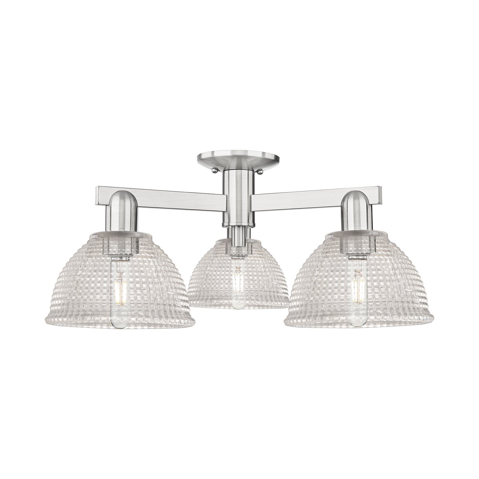 Innovations Arietta 26in 3-Light Semi-Flush Mount | Industrial Brushed Satin Nickel and Clear Glass | Entryway & Hallway | 25.5 x | Model 716-3F-SN-G422