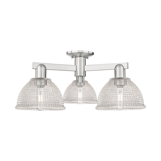 Innovations Arietta 26in 3-Light Semi-Flush Mount | Industrial Brushed Satin Nickel and Clear Glass | Entryway & Hallway | 25.5 x | Model 716-3F-SN-G422