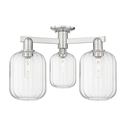 Innovations Preston 3Lt 24" Jar Semi-Flush, SN/Clear - 716-3F-SN-G460-7CL