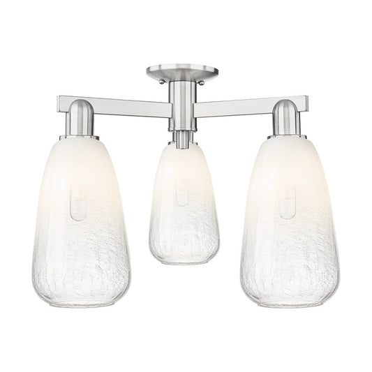 Innovations Brookhaven Almond 3Lt 24" Semi-Flush, SN/Opal - 716-3F-SN-G480-6OP