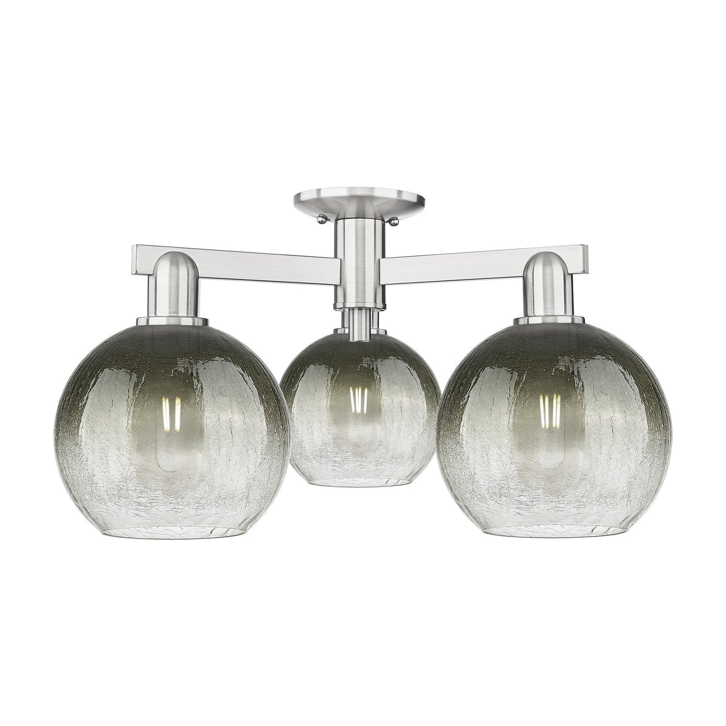Innovations Brookhaven Globe 25in 3-Light Semi-Flush Mount | Industrial Brushed Satin Nickel and Slate Glass | Living Room & | Model 716-3F-SN-G483-8SL