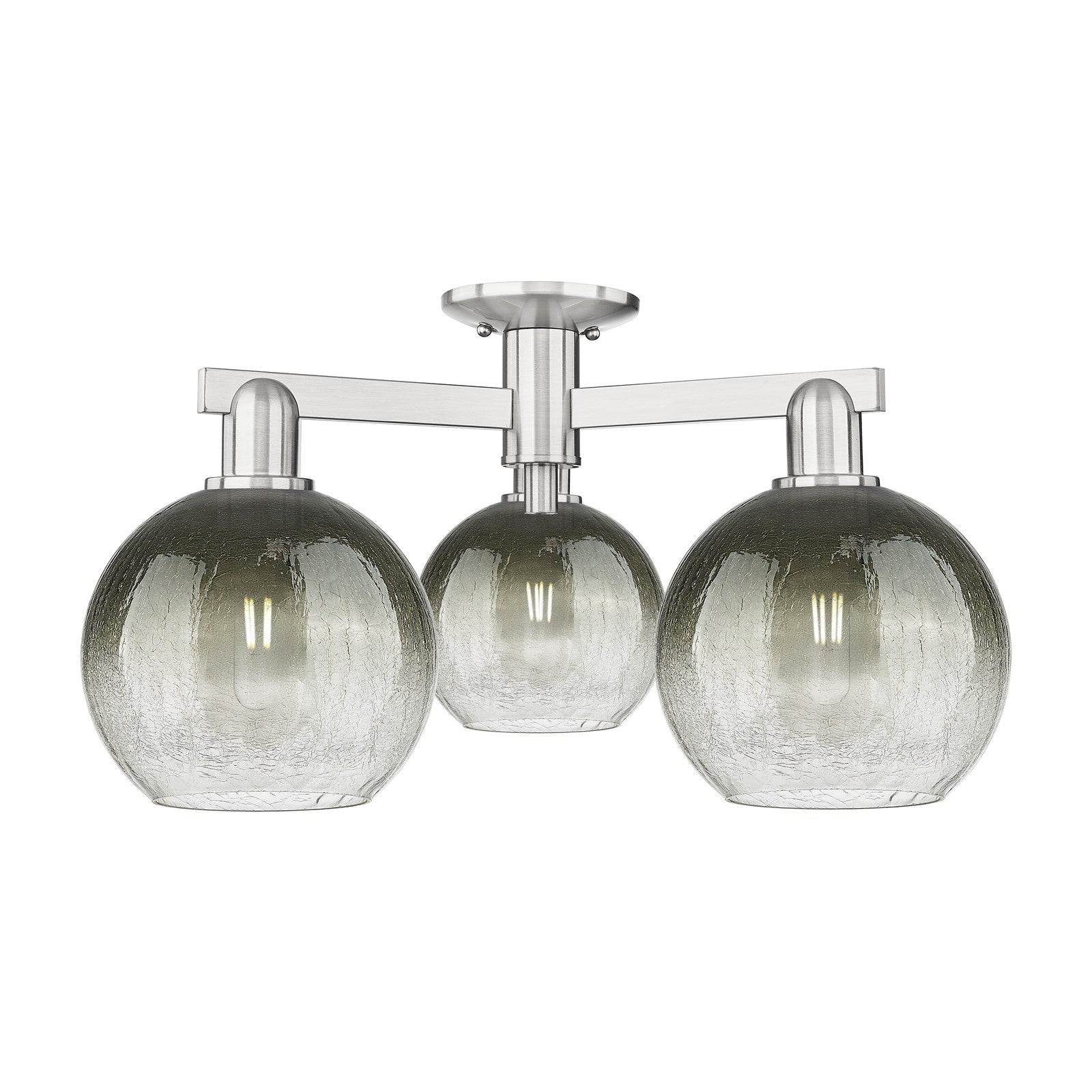 Innovations Brookhaven Globe 25in 3-Light Semi-Flush Mount | Industrial Brushed Satin Nickel and Slate Glass | Living Room & | Model 716-3F-SN-G483-8SL