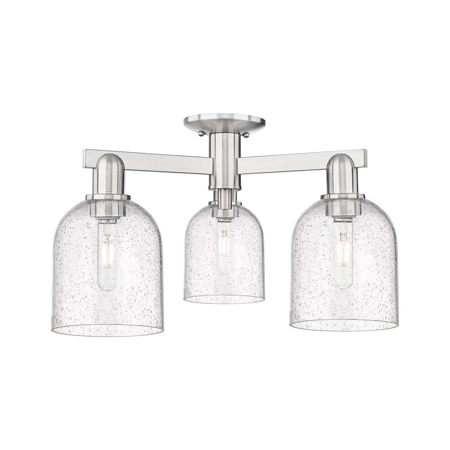 Innovations Bella 23in 3-Light Semi-Flush Mount | Industrial Brushed Satin Nickel and Seedy Glass | Living Room & Hallway | 23 | Model 716-3F-SN-G558-6SDY