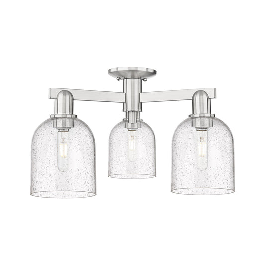 Innovations Bella 23in 3-Light Semi-Flush Mount | Industrial Brushed Satin Nickel and Seedy Glass | Living Room & Hallway | 23 | Model 716-3F-SN-G558-6SDY