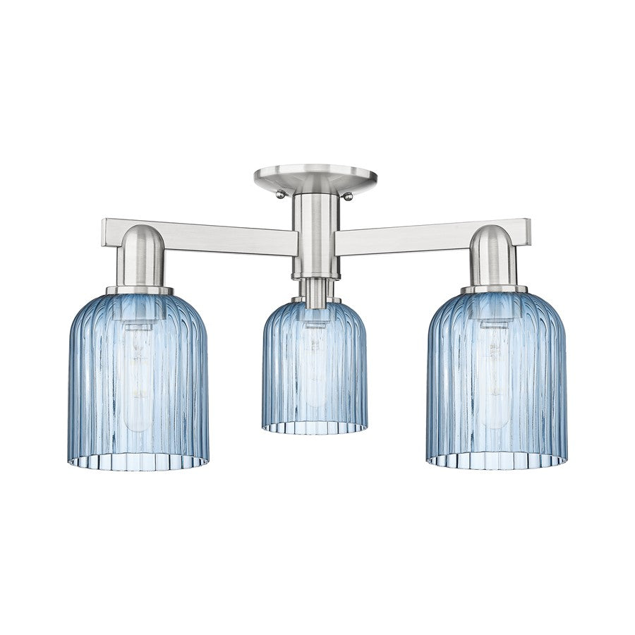 Innovations Bridal Veil 3Lt 23" Semi-Flush, SN/Blue - 716-3F-SN-G559-5BL