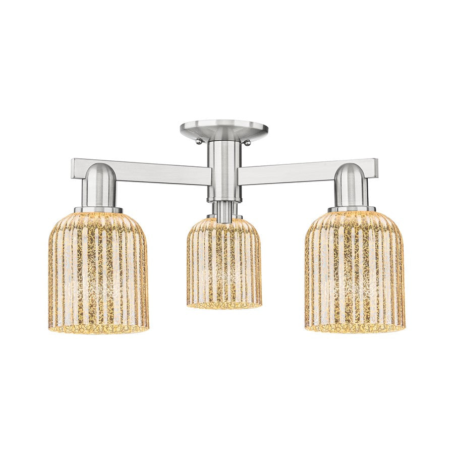 Innovations Bridal Veil 3Lt 23" Semi-Flush, SN/Mercury - 716-3F-SN-G559-5ME