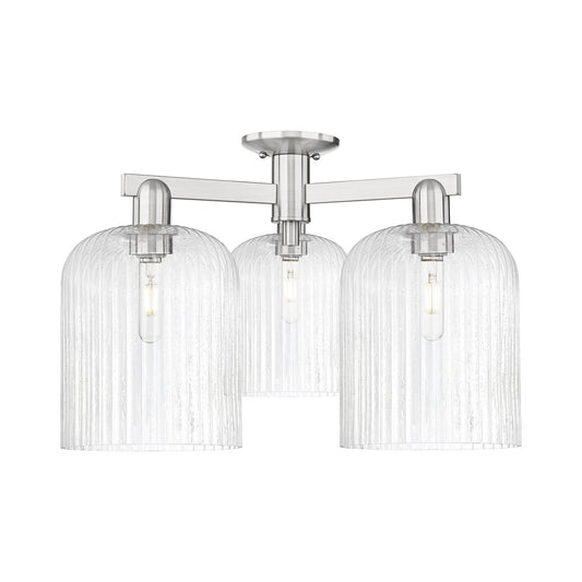 Innovations Bridal Veil 26in 3-Light Semi-Flush Mount | Industrial Brushed Satin Nickel and Seedy Glass | Living Room & | Model 716-3F-SN-G559-8SDY