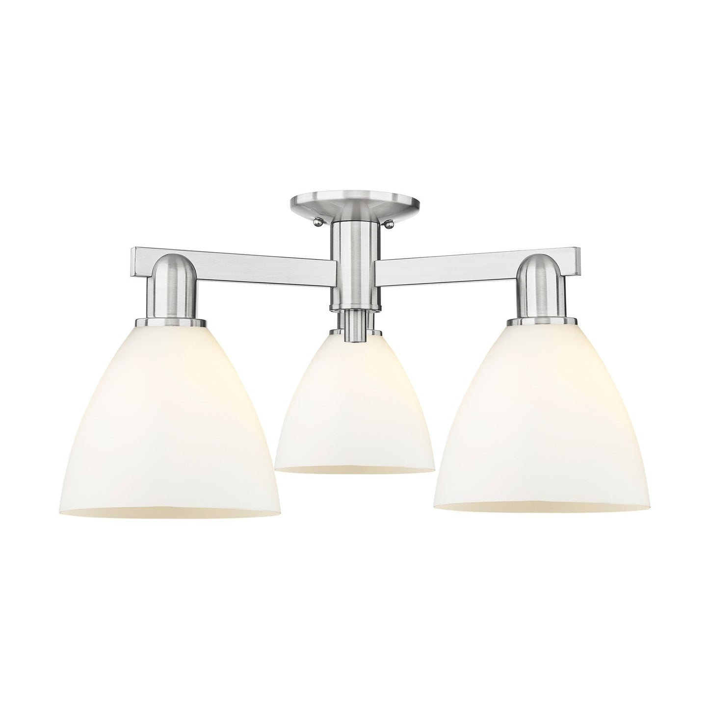 Innovations Bristol 25in 3-Light Semi-Flush Mount | Industrial Brushed Satin Nickel and Matte White Glass | Kitchen & Bathroom | Model 716-3F-SN-GBD-751