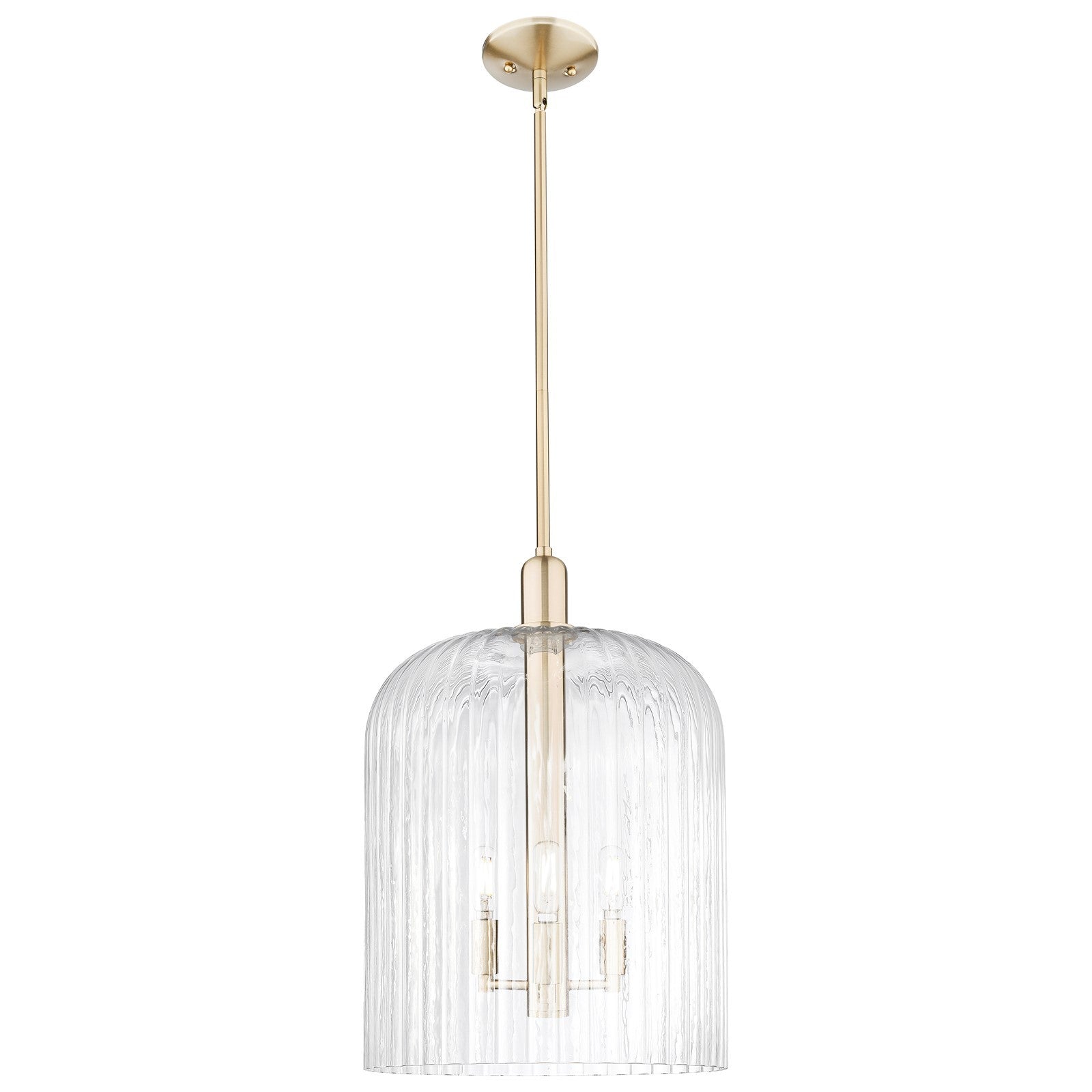 Innovations Bridal Veil 12in 1-Light Mini Pendant | Industrial Champagne Bronze Steel and Clear Ribbed Glass | Kitchen Island | Model 716-3S-CB-G559-12CL