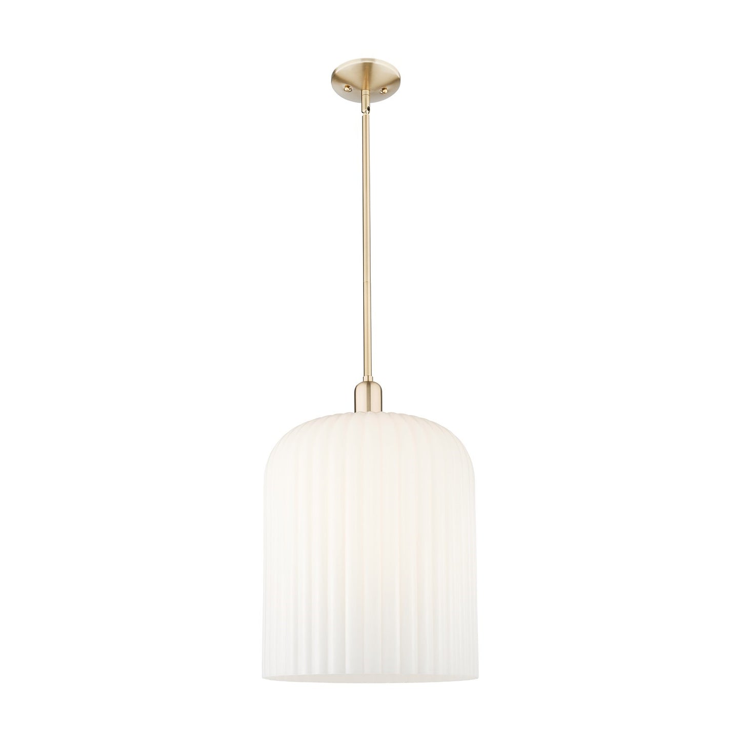 Innovations Bridal Veil 12in 1-Light Mini Pendant | Industrial Champagne Bronze Steel and Gloss White Ribbed Glass | Kitchen | Model 716-3S-CB-G559-12GWH