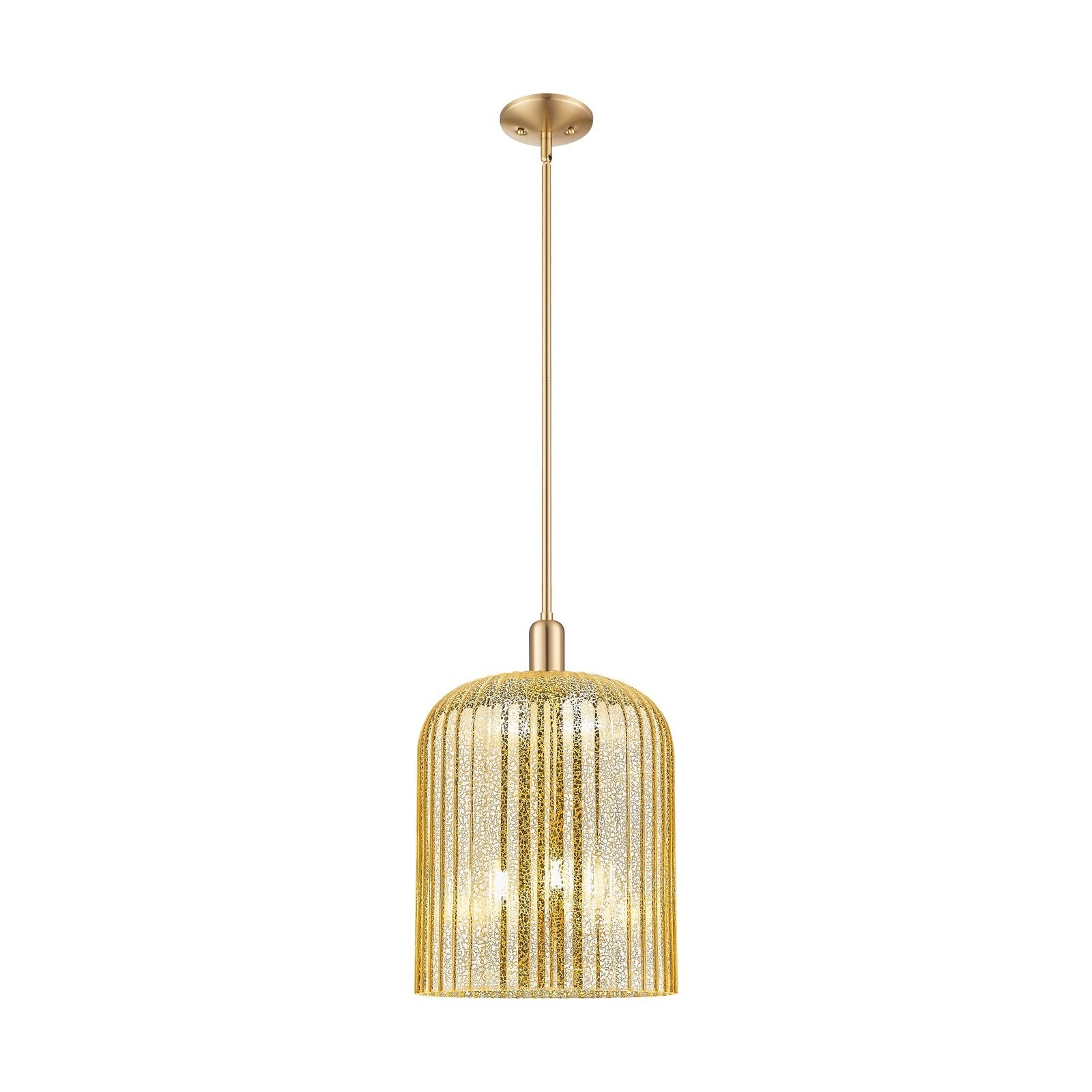 Innovations Bridal Veil 12in 1-Light Mini Pendant | Industrial Champagne Bronze Steel and Mercury Ribbed Glass | Kitchen | Model 716-3S-CB-G559-12ME